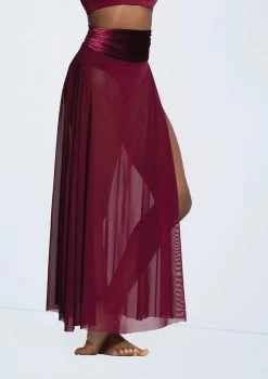 Weissman Velvet Waist Mesh Maxi Skirt -Dance Costumes 14299 blackcherry 7510 58192.1678889091