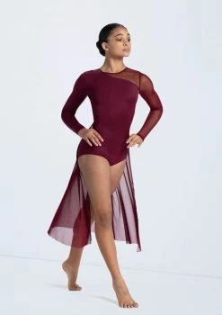 Weissman Long Sleeve Back Panel Leotard 10 Weissman Long Sleeve Back Panel Leotard -Dance Costumes 14423 blackcherry 440 84170.1698817156