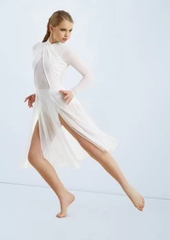 Weissman Mesh Halter Wrap Midi Dress -Dance Costumes D10402 white 020 35278.1678890747