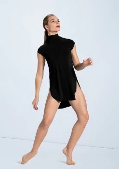 Weissman Mock Neck Tee Dress -Dance Costumes MJ12796 black 878 37938.1678891079
