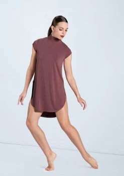 Weissman Mock Neck Tee Dress -Dance Costumes MJ12796 rosewood 703 08043.1698840483