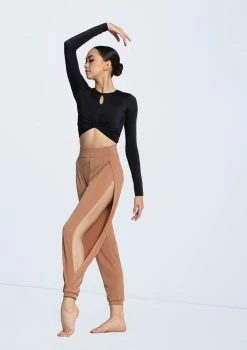 Weissman Twist Front High-Low Top -Dance Costumes MJ13068 black MJ12237 warmsand 10783 81307.1678891088