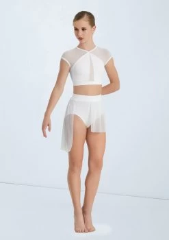 Weissman Illusion Mesh Crop Top -Dance Costumes MT10463 white S10466 white 285 06695.1678891125