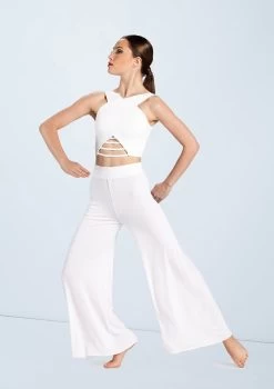 Weissman Lattice Front Crop Top -Dance Costumes MT10485 white MJ12612 white 663 29462.1678891129