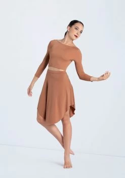 Weissman Matte Jersey Curved Hem Skirt -Dance Costumes MT12224 warmsand S13073 warmsand 0573 71889.1692491479