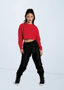 Weissman Cropped Long Sleeve Tee -Dance Costumes PT12726 red AH12406 black 7601 72059.1678891438