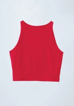 Weissman Cotton High Neck Crop Top -Dance Costumes PT9424 red OffFigure 0992 11639.1678891442