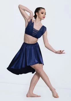 Weissman Charmeuse High-Low Skirt 5 Weissman Charmeuse High-Low Skirt -Dance Costumes S13088 navy 3020 79470.1698718732