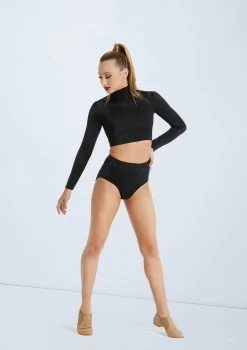 Weissman Lustre Long Sleeve Crop Top 11 Weissman Lustre Long Sleeve Crop Top -Dance Costumes SH11072 black SH11074 black 128952 77146.1698450578