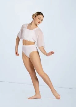 Weissman Flutter Sleeve Cross Crop Top -Dance Costumes SM11541 white MT10011 white 3479 70590.1678891641