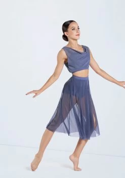Weissman Midi Length Mesh Skirt -Dance Costumes SM12768 S9768 slateblue 397 12067.1678891501