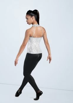 Weissman Sequin And Metallic Halter Top -Dance Costumes SQ7006 white MT6789 black 174 60294.1648857449