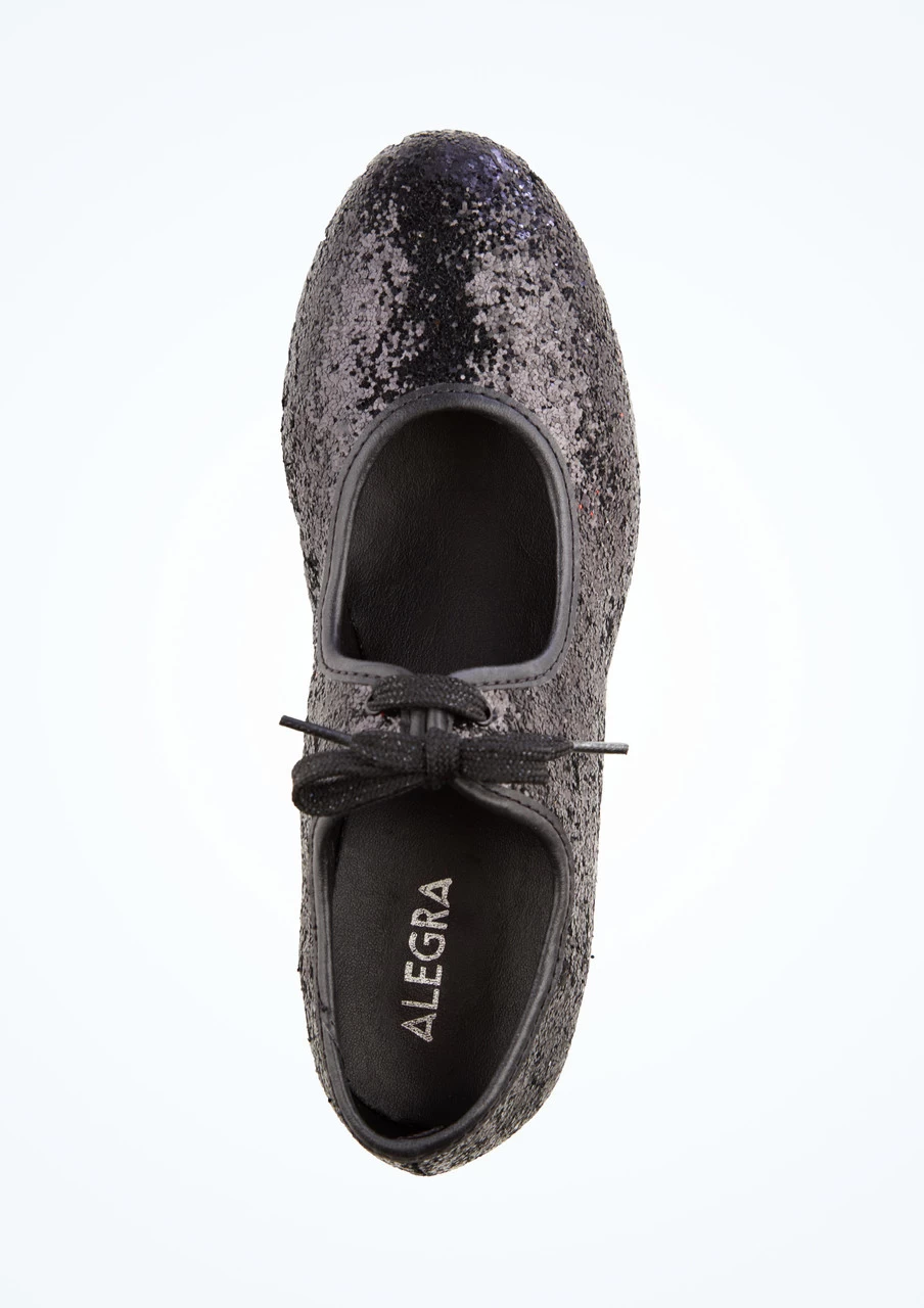 Alegra Tie Front Glitter Tap Shoe - Black 2 Alegra Tie Front Glitter Tap Shoe - Black - Image 2