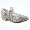 Alegra Tie Front Glitter Tap Shoe - Silver