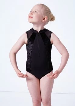 Bloch Girls Madinsson Zip Front Tank Leotard 9 Bloch Girls Madinsson Zip Front Tank Leotard -Dance Costumes blcl1035 black close up front 94347.1675901673