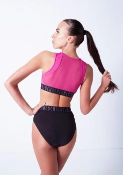 Bloch Remy Zip Front Tank Crop Top 10 Bloch Remy Zip Front Tank Crop Top -Dance Costumes blft5010 pink close up back 90108.1678925834