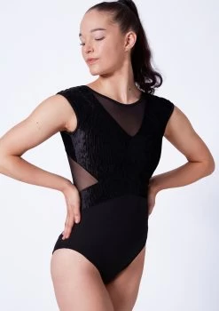 Bloch Eden Cap Sleeve Leotard -Dance Costumes bll4122 black close up front 62874.1675901997