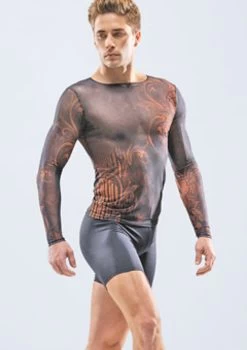Ballet Rosa Mens Luca Long Sleeve Top -Dance Costumes brluca black orange frontmain 1t 52830.1698803367