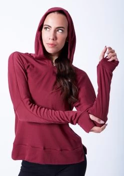 Ballet Rosa Warm Up Hoodie -Dance Costumes brolivine red close up front 04237.1678926912