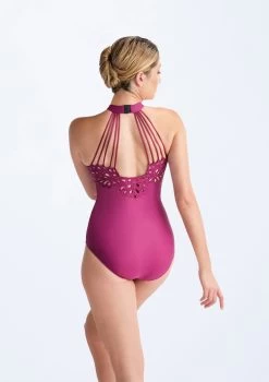 Ballet Rosa Via Laser Cut Floral Halter Leotard -Dance Costumes brvia cerise back 17924.1686007154