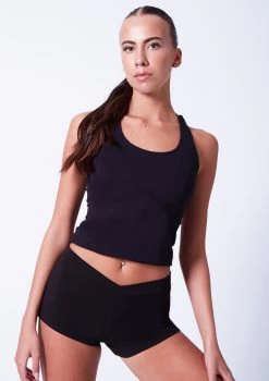 Capezio V Front Dance Boy Shorts -Dance Costumes cacc600 black close up front 31867.1678927204