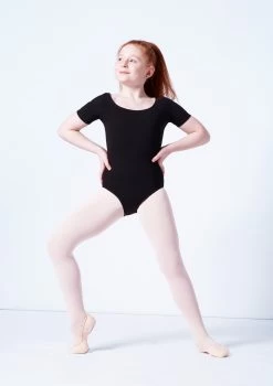 Capezio Class Kids Short Sleeve Leotard -Dance Costumes cad400c black front 1 08077.1689290965