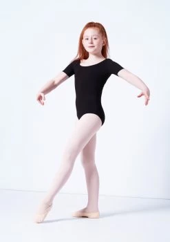 Capezio Class Kids Short Sleeve Leotard -Dance Costumes cad400c black front 2 07329.1689290965