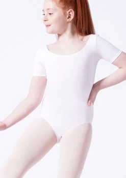 Capezio Class Kids Short Sleeve Leotard -Dance Costumes cad400c white front t 69521.1698806133