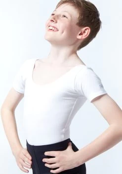 Freed RAD Mens Short Sleeve Leotard -Dance Costumes fraaron white close up front 1 59356.1678927590