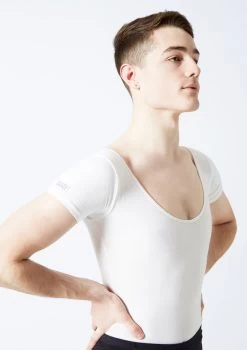 Freed RAD Mens Short Sleeve Leotard -Dance Costumes fraaron white close up front 53509.1678927595
