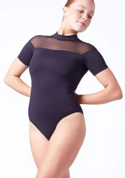 Intermezzo Cassandra Mesh Shoulder Leotard -Dance Costumes it31163 black front t 45465.1698711793