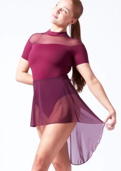 Intermezzo Carmen Asymmetrical Mesh Skirt -Dance Costumes it7856 burgundy front t 46961.1698449021