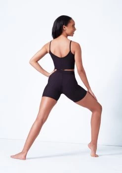 Mirella V Front Chevron Rib Shorts -Dance Costumes mim6045l black back 85598.1679927468