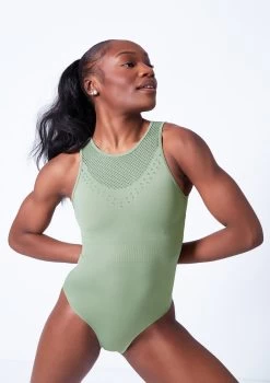 Move Dance Enola Seamless Leotard -Dance Costumes mol0505 sage close up front 34087.1682378317
