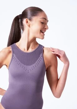 Move Dance Enola Seamless Leotard -Dance Costumes mol0505 sharkgrey close up front 62114.1684798988