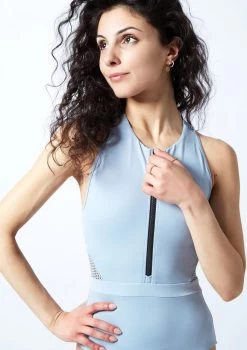 Move Dance Sally Zip Front Leotard -Dance Costumes mol0652 paleblue close up front 1 87886.1678884242
