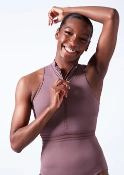 Move Dance Chintana Zip Leotard -Dance Costumes mol0664 orchid pink close up front 1 80887.1683070081