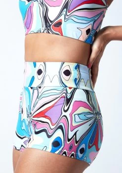 Move Dance Astra High Waisted Shorts - Marble -Dance Costumes mor0909 mar close up front 1 98221.1678884733