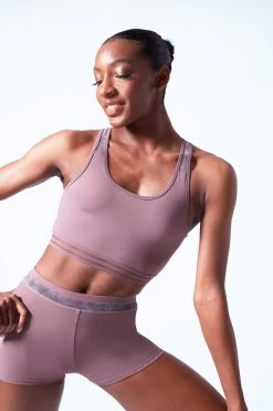 Move Dance Sovanna Crop Top -Dance Costumes mos0601 orchid pink close up front 51004.1683070432