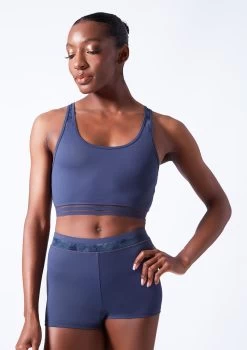 Move Dance Sovanna Crop Top -Dance Costumes mos0601 petrol blue close up front 46621.1683070441