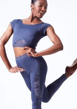 Move Dance Zorya Cap Sleeve Crop Top 15 Move Dance Zorya Cap Sleeve Crop Top -Dance Costumes mos0603 petrol blue front t 49903.1690450600