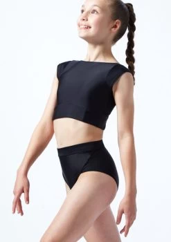 Move Dance Teen Amelia Cap Sleeve Crop Top -Dance Costumes mos5831 blk front 1t 76283.1696980991
