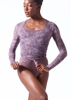 Move Dance Nayu Mesh Wrap Top -Dance Costumes moz0627 orchid pink front t 07196.1692921489